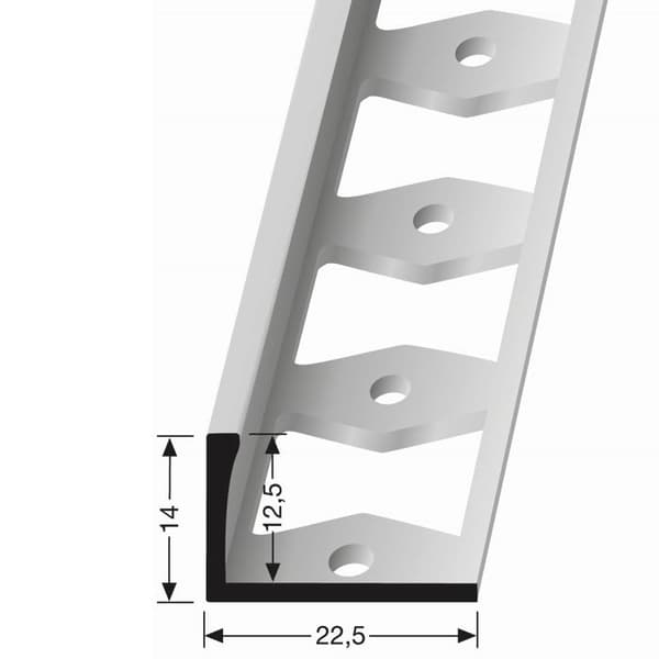 Kakelvinkel 14 x 22.5 mm Tjocklek kakel 12.5 mm inox stansad