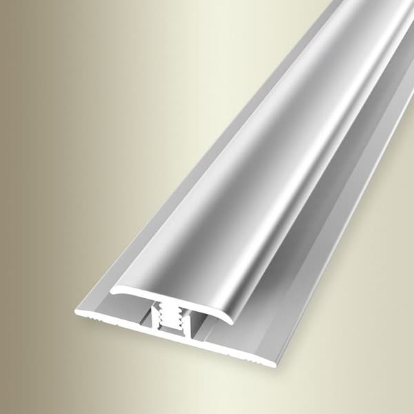 Sammanfogningsprofil 7 x 7 x 2600 mm H inramning 3 - 5 mm Klickanslutning i aluminium Slät Küberit silverglänsande