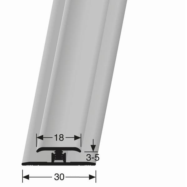 Sammanfogningsprofil 7 x 7 x 2600 mm H inramning 3 - 5 mm Klickanslutning i aluminium Slät Küberit silverglänsande