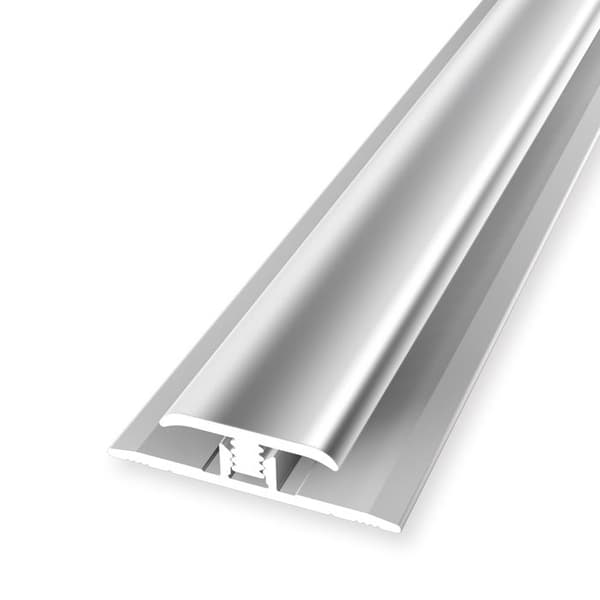 Sammanfogningsprofil 7 x 7 x 2600 mm H inramning 3 - 5 mm Klickanslutning i aluminium Slät Küberit silverglänsande
