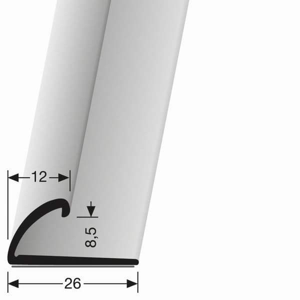 Färdigprofil 11,5 x 26 x 2700 mm Aluminium Stopprofil Slät Silver Küberit