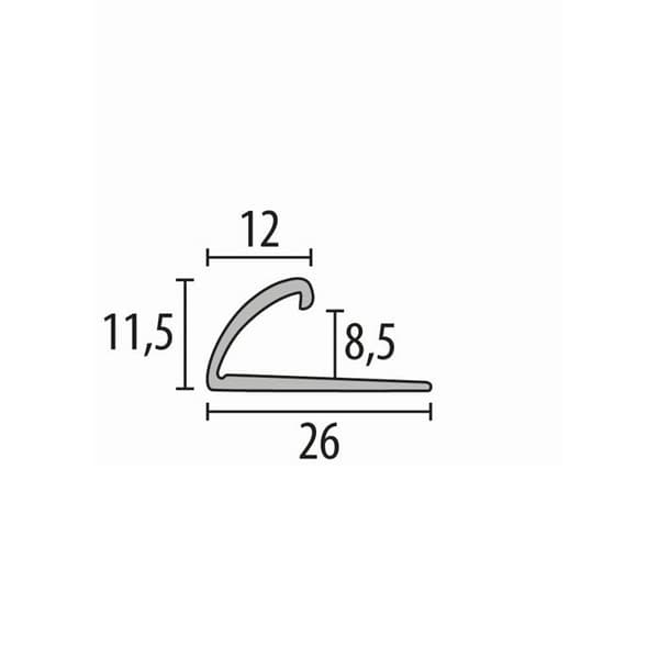 Färdigprofil 11,5 x 26 x 2700 mm Aluminium Stopprofil Slät Silver Küberit