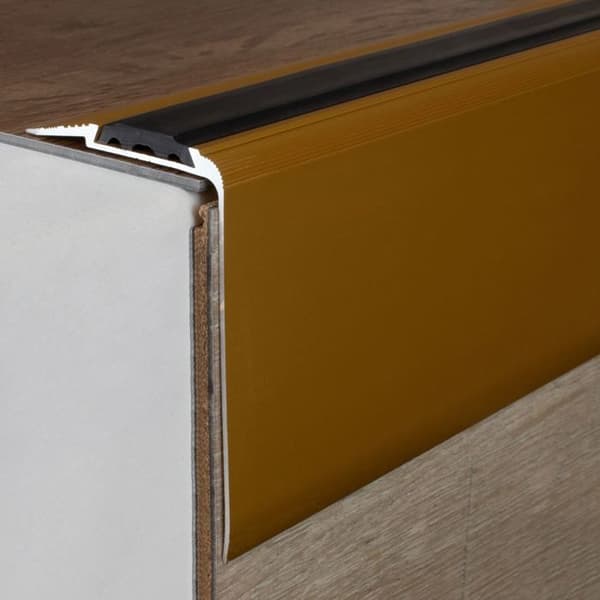 Kombinerad hörn och vinkel plattformstrappa mått 80 mm x 58 mm i anodiserad aluminium med hål av Auer metal-guld-2700