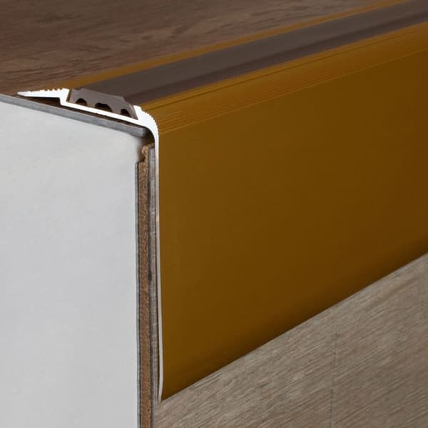 Kombinerad hörn och vinkel plattformstrappa mått 80 mm x 58 mm i anodiserad aluminium med hål av Auer metal-guld-2700
