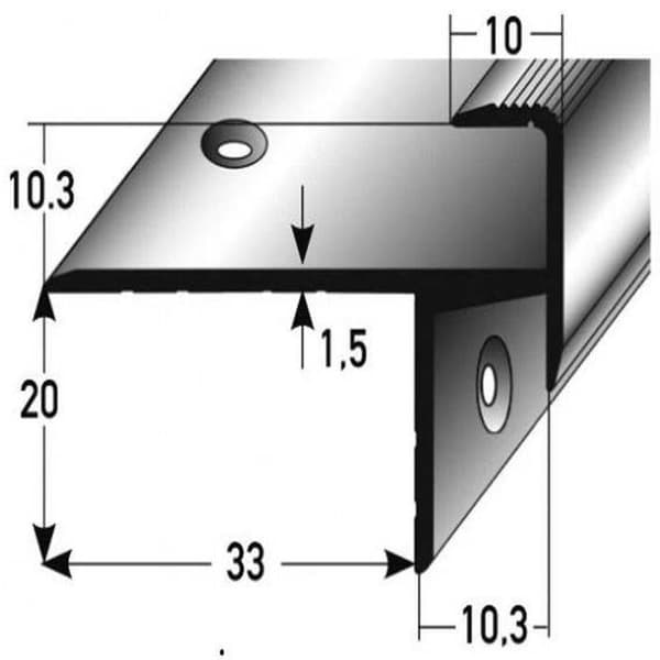 Tröskel för laminat eller parkett golv hörnprofil golv tjocklek 10,3 mm anodiserad aluminium