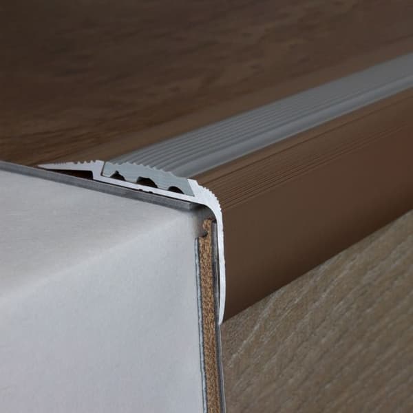 PROVISTON Trappsteg 27 x 58 x 1000 mm Trappsteg Hörnlist Kombination Hörnlist Anodiserad aluminium Ljus brons Perc...