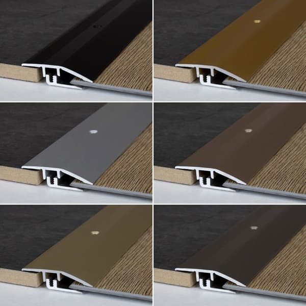 PROVISTON Anpassningsprofil Alu anodiserat Stålutseende l 21mm H 5 - 9mm Förborrad L 2700 mm