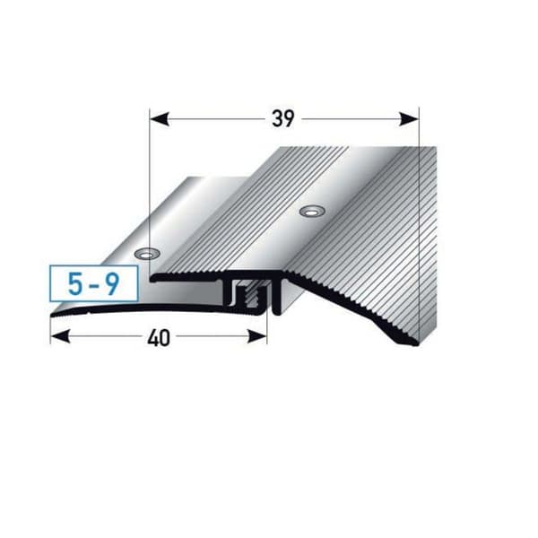 PROVISTON Anpassningsprofil Alu anodiserat Stålutseende l 21mm H 5 - 9mm Förborrad L 2700 mm