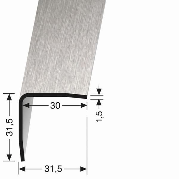 Cornière 31.5 x 31.5 x 2500 mm Matt stål Slät vinkel Ogenomträngd Küberit