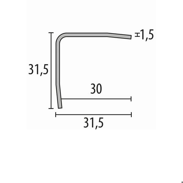 Cornière 31.5 x 31.5 x 2500 mm Matt stål Slät vinkel Ogenomträngd Küberit