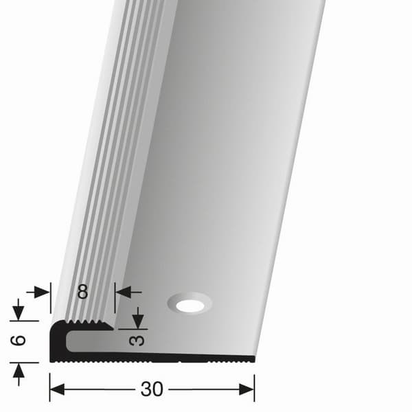 Avslutningsprofil 6 x 30 x 2500 mm Aluminium Räfflad stoppprofil Silver Küberit