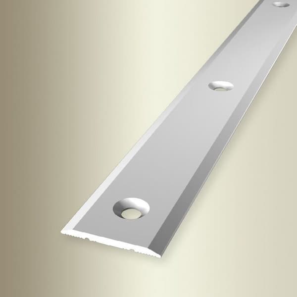 PROVISTON Övergångsprofil l 25 mm H 0 - 99 mm L 1000 mm Anodiserad aluminium Slät Silverfärgad Centralt borrad för infälld montering