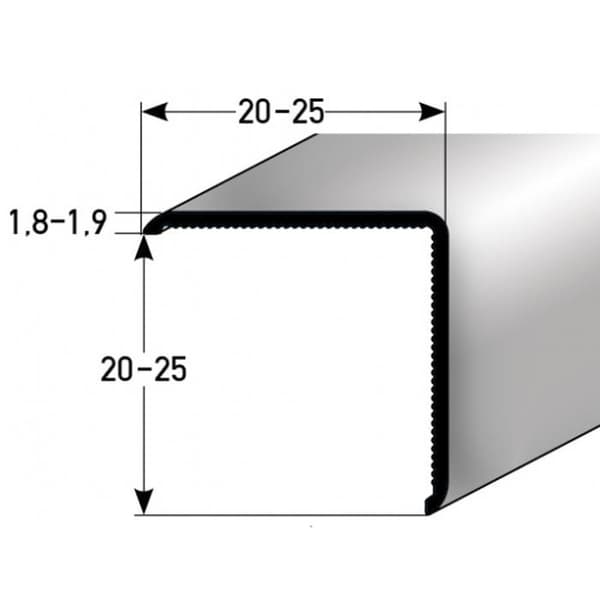 PROVISTON Hörnskydd Aluminium Inox-utseende l 20 mm H 20 mm L 1000 mm Opererad