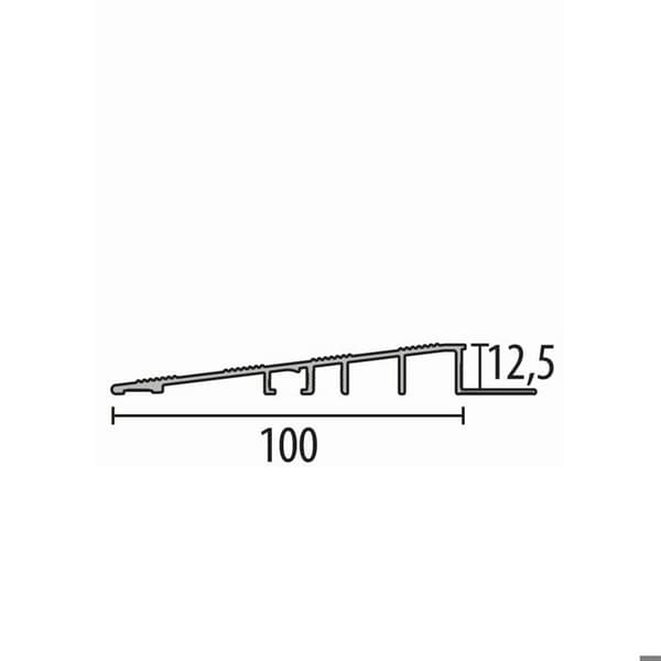 Profil av återhämtningsplatta golv 12.5x100x2500mm Tjocklek 12.5mm i aluminium Küberit