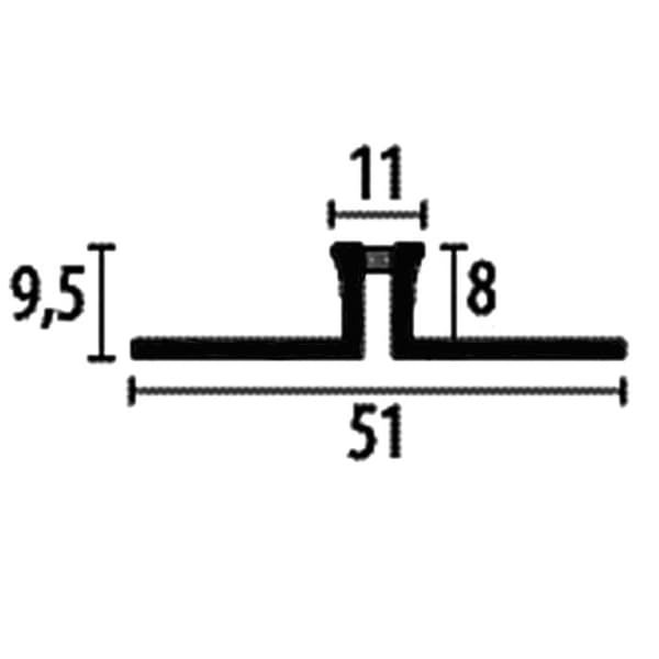 Profil av expanderingsfog L 51 mm Lång 2500 mm Alu Silikonfog Stansad