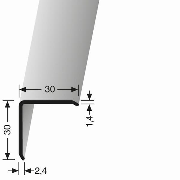 Cornière 30 x 30 x 2500 mm Aluminium Vinkel Slät Ej Genomborrad Küberit