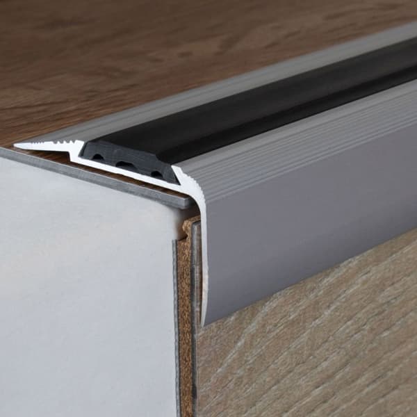 PROVISTON Trappsteg 27 x 58 x 2500 mm Trappsteg Aluminiumhörnprofil Anodiserad silver kombinerad hörnprofil med hål