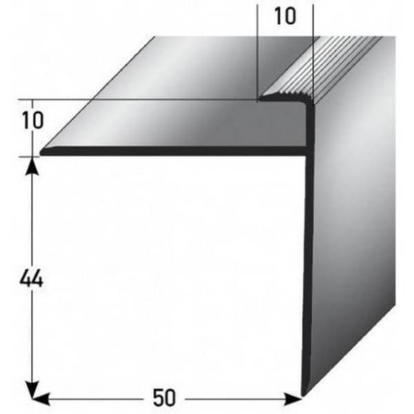 PROVISTON Aluminiuminläggsprofil anodiserad Silver l 50 mm H 10 mm L 2700 mm Genomborrad
