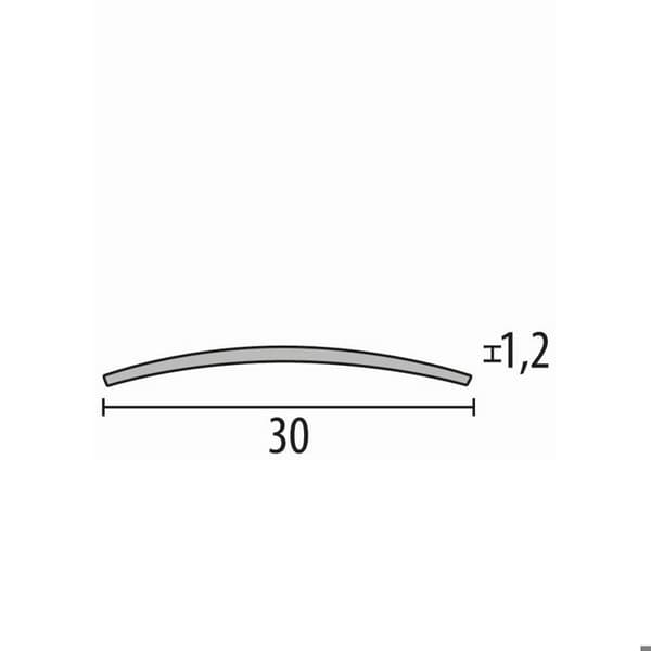 Tröskelstång 3 x 30 x 1000 mm Polerad Messing Glidande övergångsprofil Självhäftande Küberit