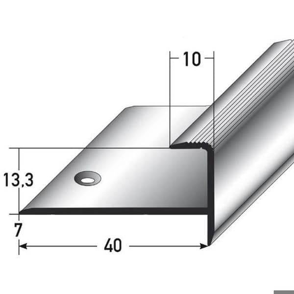 Infällningsprofil med nos för parkett H-ram 13,3 mm anodiserad aluminium borrad mörkbrons-1000