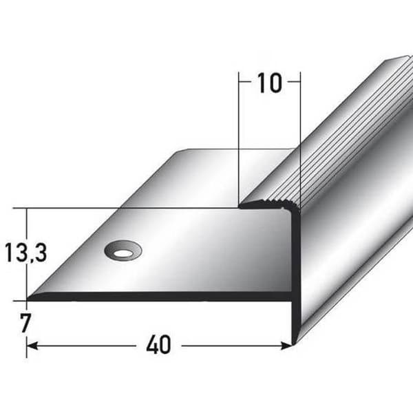 Infällningsprofil med nos för parkett H-ram 13,3 mm anodiserad aluminium borrad mörkbrons-1000
