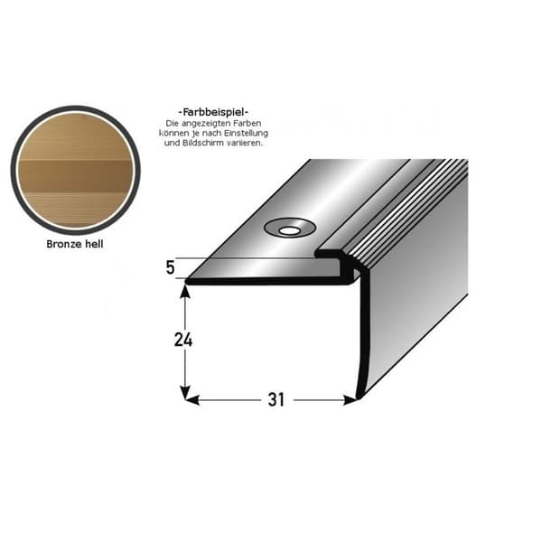 Infällningsprofil med nos för designbeläggningar H av ram 4,5 mm anodiserad aluminium borrad ljusbrons-900