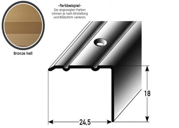 PROVISTON Aluminiumprofil anodiserad i ljusbrons l 24,5 mm H 18 mm L 2700 mm Genomborrad
