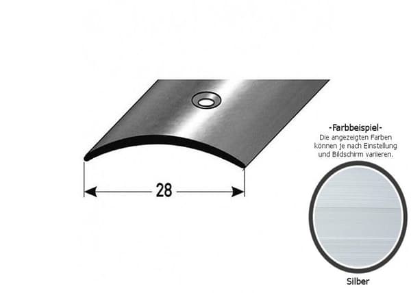 Ütviklingsprofil för övergång 28 mm typ 05 anodiserad aluminium med hål i mitten eller klister -silver-900-hålat
