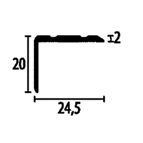 PROVISTON Profilvinkel l 24,5 mm H 0 - 17 mm Aluminium Räfflad Fällbar Tråkig