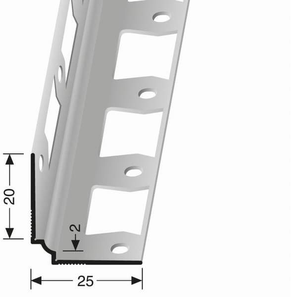 Väggprofil "No. 160" 25 x 25 x 2700 mm Alu Hörnprofil tapet Slät Stämplad stål slutet