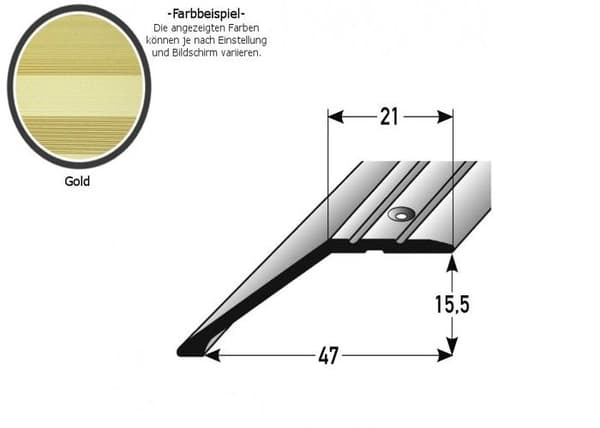 Profil finishing laminat golv 8.5 -15.5 mm anodiserad aluminium -Guld -Borrad -15.5 x 1000 mm
