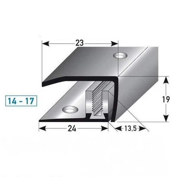 Profil av kantlist laminat H 14 x 17 mm l 23 mm 3 stycken inox borrad Flex-900