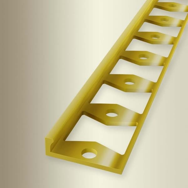 Avslutningsprofil 6 x 21 x 2500 mm Polerat mässing Stängd stansad stoppprofil Küberit