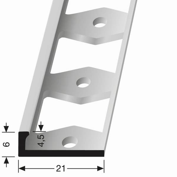Avslutningsprofil 6 x 21 x 2500 mm Polerat mässing Stängd stansad stoppprofil Küberit