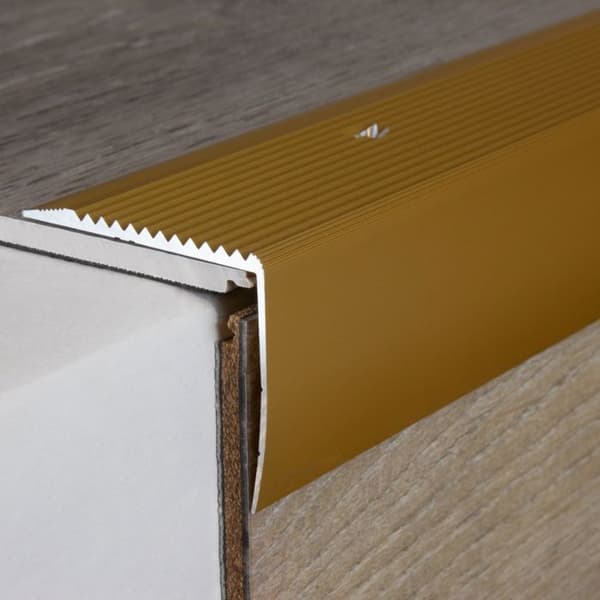 PROVISTON Trappsteg 42 x 50 x 1000 mm Trappsteg Aluminiumhörn Kombinerad hörn Anodiserad guld Aluminium med hål