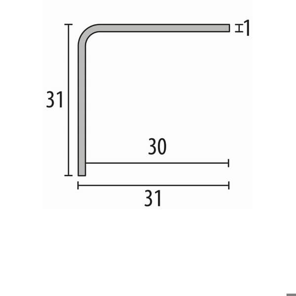 Vinkelskydd 31 x 31 x 2500 mm Vinkelskydd Rostfritt stål Slät Ej borrad Matt rostfritt utseende Küberi...