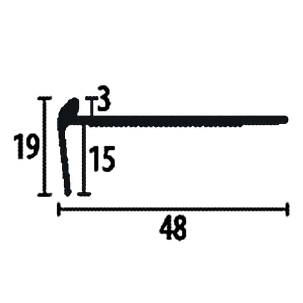 PROVISTON Profil kant av gång l 48 mm H 3 mm Aluminium Foré Metallprofil L 1000 mm Rostfritt stål