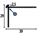 Miniatyrbild 2 av 6: PROVISTON Profil för trappnos l 39 mm H 2.5 mm Profilerad i aluminium Slät Genomborrad