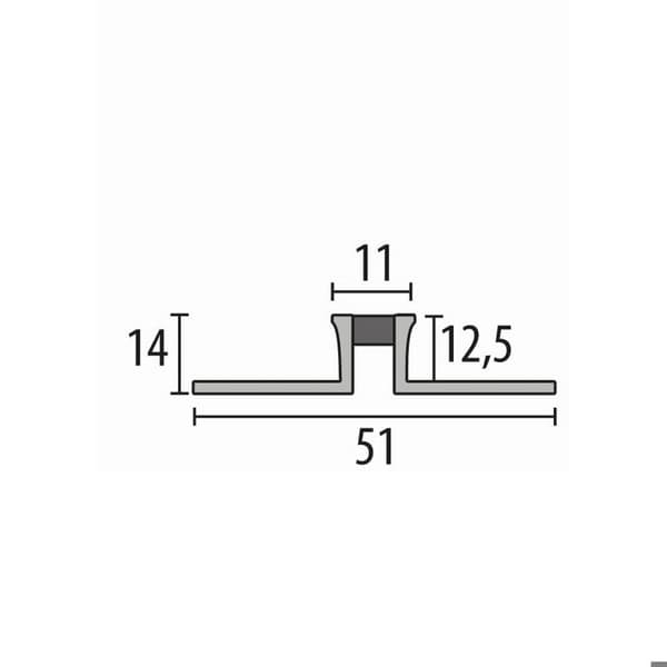 Profil för dilatationsfog 14 x 51 mm H för inramning 12.5 mm Profil för kakel Stängt Stämplat Küberit