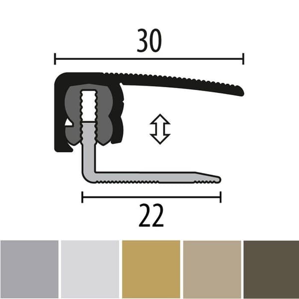PROVISTON Avslutningsprofil Parkettkompensation l 30 mm H 7 - 18 mm L 2700 mm Aluminiumprofil Guld