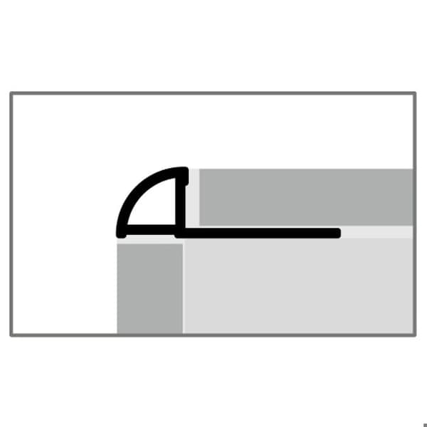 Profil kvartsbåge 8 x 28,5 mm H kant 8 mm perforerad slutprofil för kakel Küberit