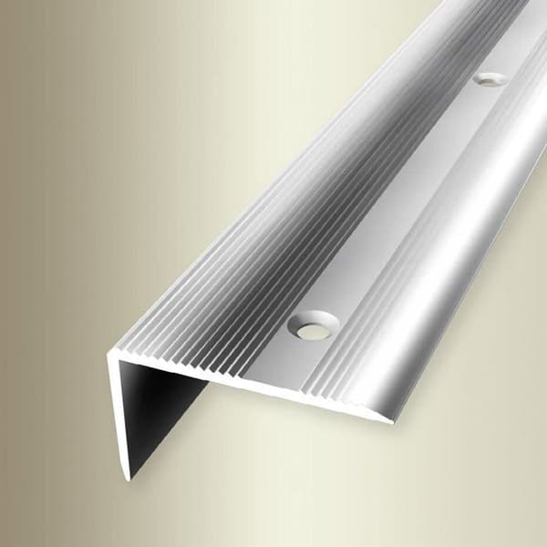 PROVISTON Hörnlist l 40 mm H 0 - 22 mm Aluminium Rillad Genomborrad I tillbakadragen L 2500 mm polerat aluminium
