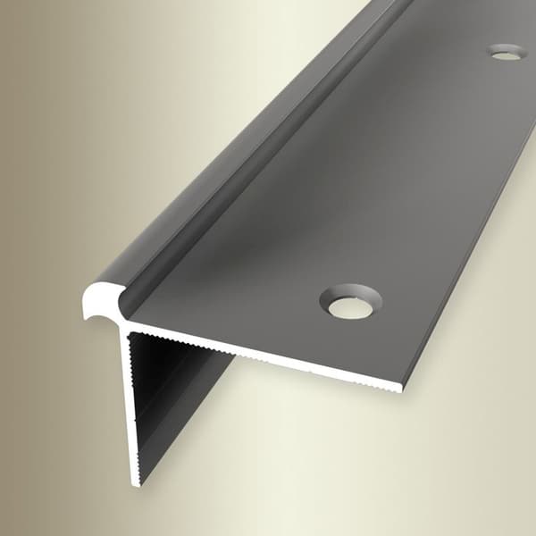 Profil av snedsteg 32 x 42 mm Vinklad aluminium Slät Inbyggd Genomborrad Küberit L 1000 mm Rostfritt stål