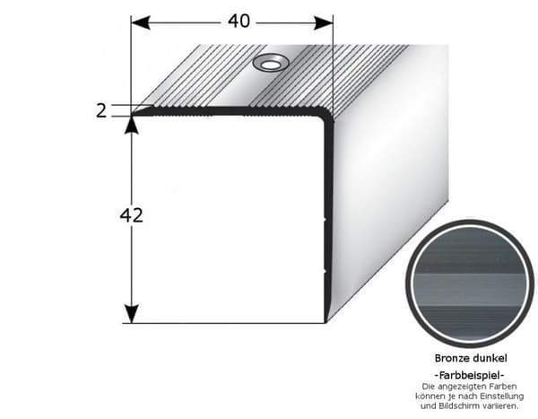PROVISTON Profil för trappnoslist Hörnlist i aluminium 40 x 42 x 1000 mm Silverfärgad