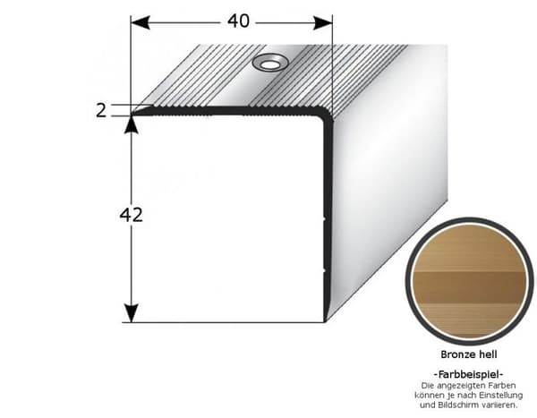 PROVISTON Profil för trappnoslist Hörnlist i aluminium 40 x 42 x 1000 mm Silverfärgad