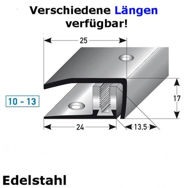 Profil för slutfinish laminatprofil H 10 x 13 mm l 30 mm 3 stycken rostfritt stål med hål Flex-900