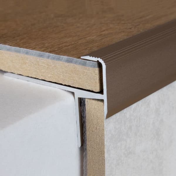 Nez de marche för laminatparkett hörn H av ram 10,3 mm l 33 mm anodiserad aluminium borstat brons-ljus-2500