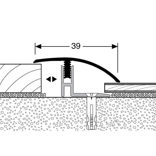 Tröskelstång för Parkett L 2000 mm l 39 mm Höjdskillnad 12 - 17 mm i Aluminium Stålutseende