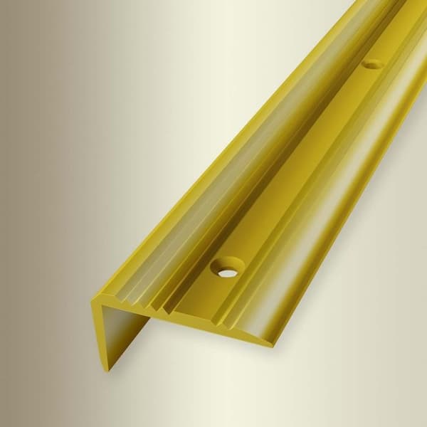 Nez de marche 23 x 43 x 2500 mm Polerat mässing Kuberit ribbad hörnprofil