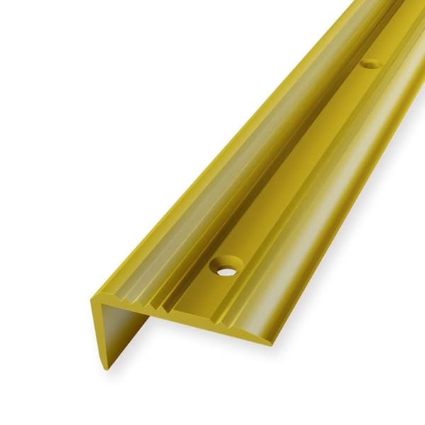 Nez de marche 23 x 43 x 2500 mm Polerat mässing Kuberit ribbad hörnprofil